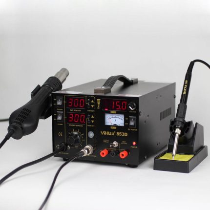 Паяльна станція Yihua 853D 3в1 з джерелом живлення 15V 1A